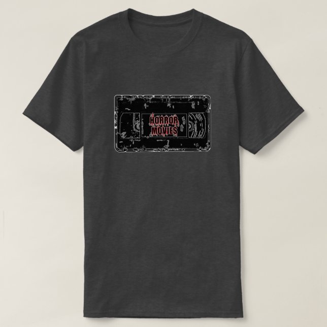 Horror Movies - Video Cassette Black on Black T-Shirt (Design Front)