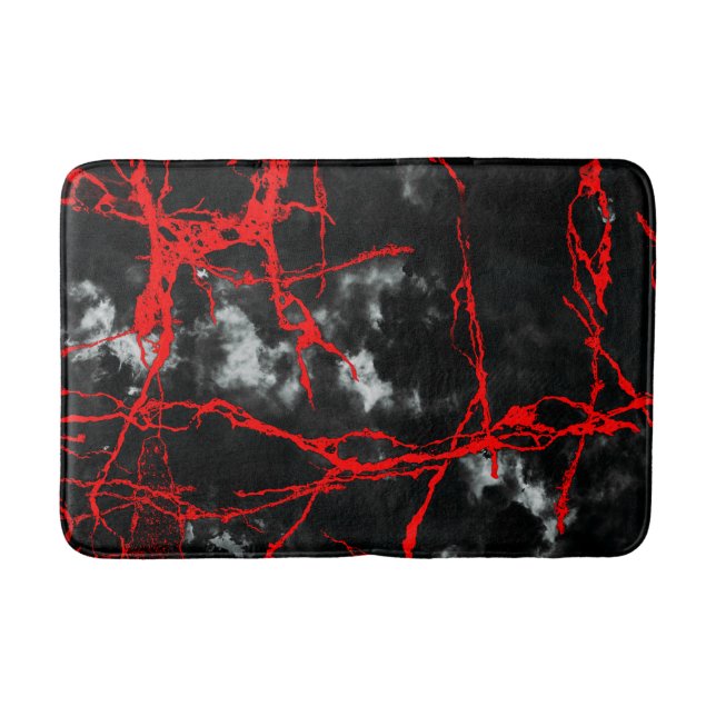 Horror Night Goth - Black and White,Red Bath Mat (Front)