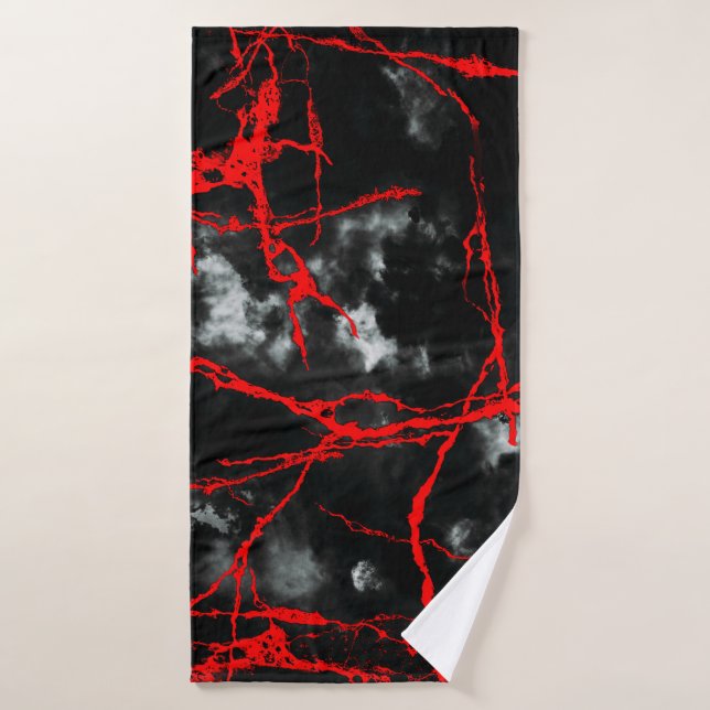 Horror Night Goth - Black and White,Red Bath Towel (Bath Towel)