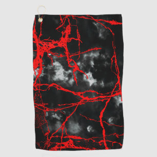 Horror Night Goth - Black and White,Red Golf Towel