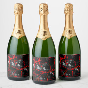 Horror Night Goth - Black and White,Red Sparkling Wine Label