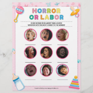 Horror Or Labour [Baby Basics Pink] Custom Letterhead