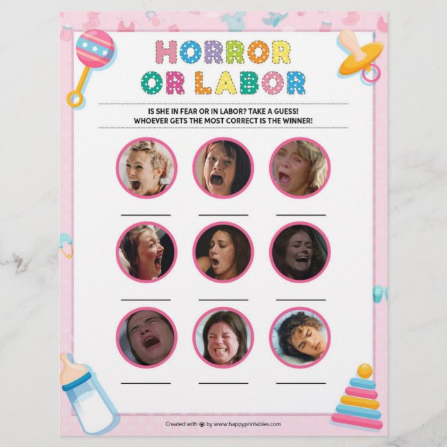 Horror Or Labour [Baby Basics Pink] Custom Letterhead (Front)