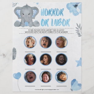 Horror Or Labour [Baby Elephant [Blue]] Custom Letterhead