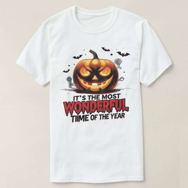 Horror Pumpkin Face T Shirt Unique Art (Design Front)