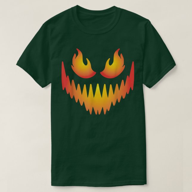 Horror Scary Pumpkin Face Jack O Lantern Halloween T-Shirt (Design Front)