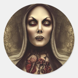 Horror scary Woman Classic Round Sticker