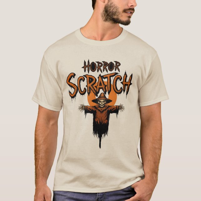 HORROR SCRATCH Spooky Scarecrow Halloween T-Shirt (Front)