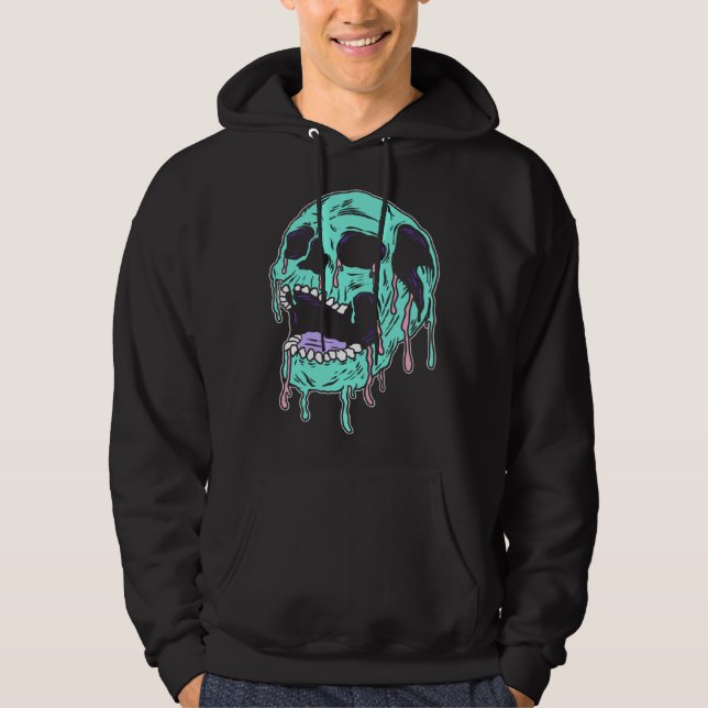Horror Skull Pastel Goth Aesthetic Gothic Emo Hoodie (Front)