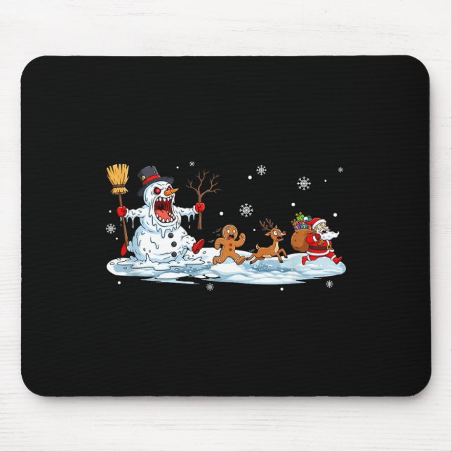 Horror Snowman Christmas Reindeer Gingerbread Sant Mouse Pad (Front)