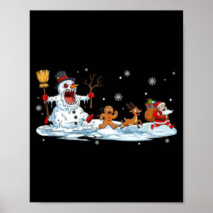 Horror Snowman Christmas Reindeer Gingerbread Sant Poster