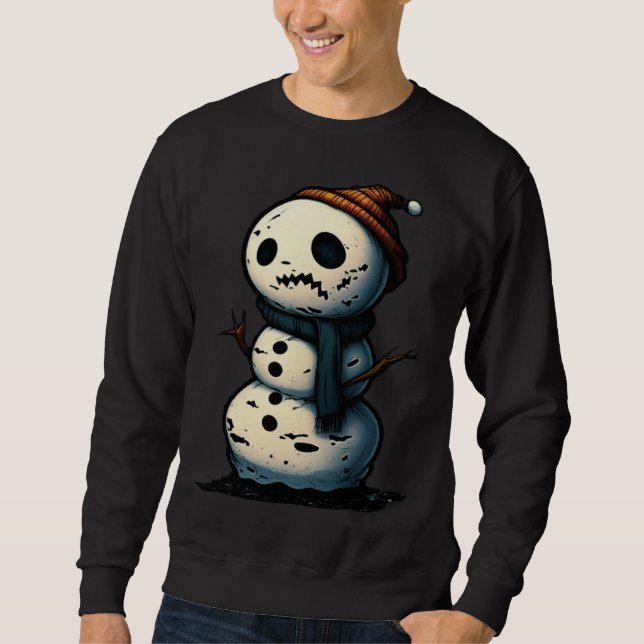 Horror Snowman Nightmare Scary Terrifying Hallowee Sweatshirt (Front)