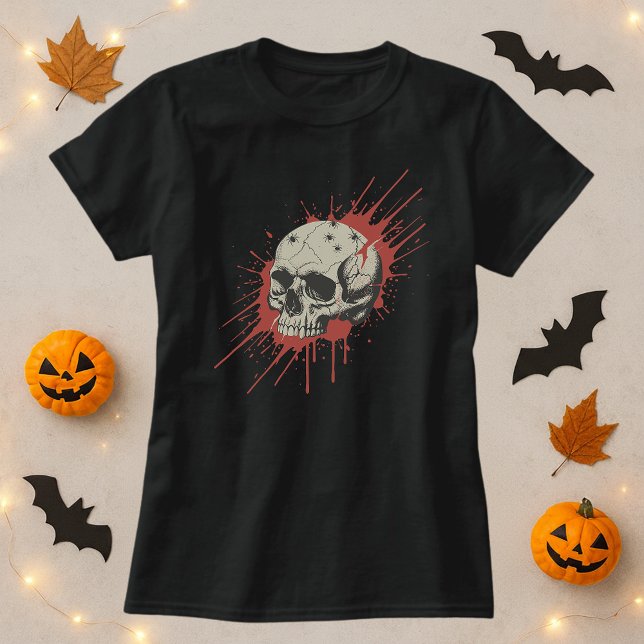 Horror Splatter Skull Halloween T-Shirt (Creator Uploaded)