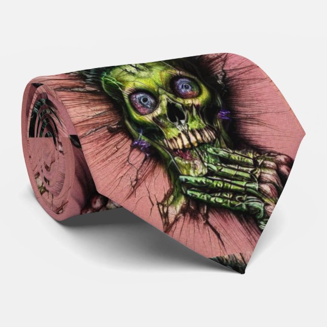 Horror Spooky Creepy Skull Tie (Rolled)