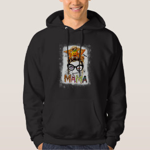 Horror Spooky Mama Bleached Messy Bun Mum Hallowe Hoodie