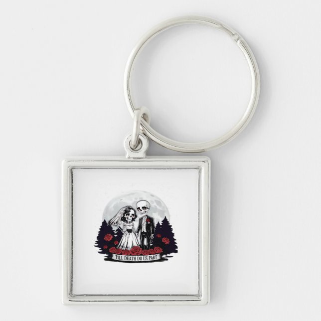 Horror Valentines Day Skeleton Couple Till Death D Key Ring (Front)