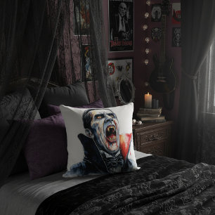 Horror Vampire Decorative Gothic Red Black  Cushion