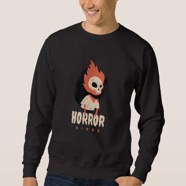 Horror Vibes Flaming Skull Sweatshirt (Front)