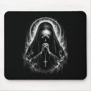 Horror Y Nun Demon Unholy Evil Occult Alt Y Goth Mouse Pad