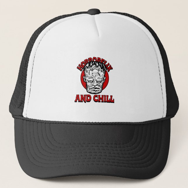 Horrorflix And Chill A Trucker Hat (Front)
