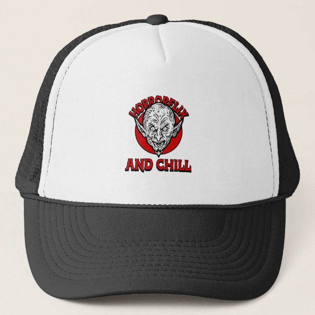 Horrorflix And Chill A Trucker Hat (Front)