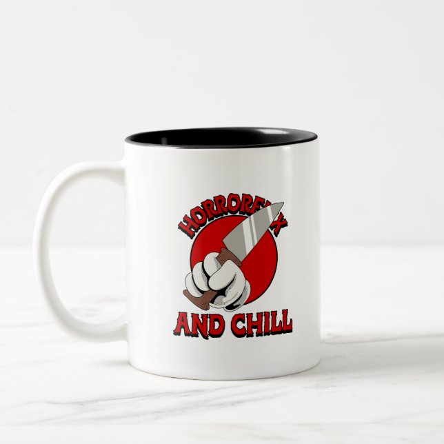 Horrorflix And Chill A Two-Tone Coffee Mug (Left)