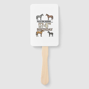 Horse 4th Birthday Vintage Engraving Kids Party De Hand Fan