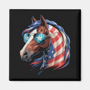 Horse 4th Of July Horse Lover Aamerican Usa Flag Magnet