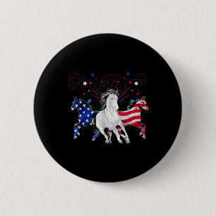 Horse 4th Of July Patriotic American Flag 6 Cm Round Badge