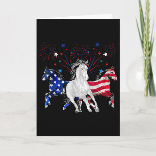 Horse 4th Of July Patriotic American Flag  Card