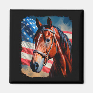 Horse 4th Of July Patriotic Horse American Flag  Magnet