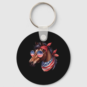 Horse 4th Of July Shirt Women Girls Horse Key Ring