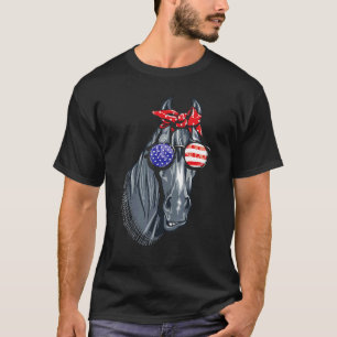 Horse 4th Of July Women Horse Graphic American Fl T-Shirt
