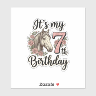 Horse 7th Birthday Girl Floral Vintage Shirt Desig