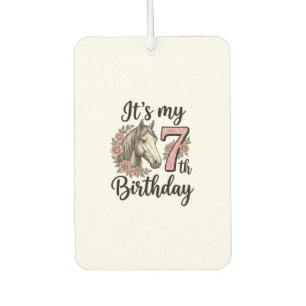 Horse 7th Birthday Girl Floral Vintage Shirt Desig Car Air Freshener