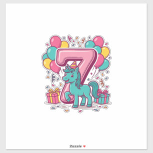 Horse 7th Birthday Party Cute Pony Vector Design_1