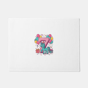 Horse 7th Birthday Party Cute Pony Vector Design_1 Doormat