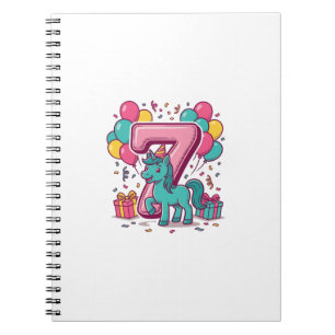 Horse 7th Birthday Party Cute Pony Vector Design_1 Notebook