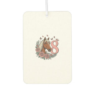 Horse 8th Birthday Floral Vintage Engraving Design Car Air Freshener