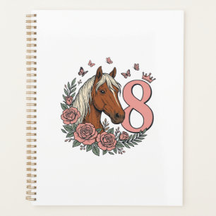 Horse 8th Birthday Floral Vintage Engraving Design Planner