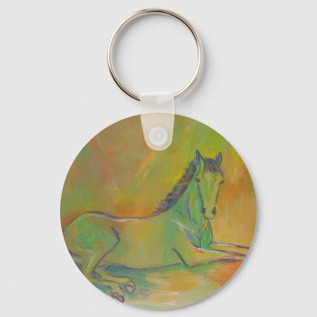 Horse Abstract Pastel Pet Portrait Keychain (Front)
