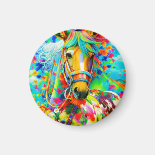 Horse Adorne with Flowers Magnet