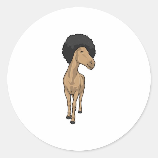Horse Afro Classic Round Sticker (Front)