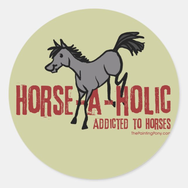 Horse Aholic Classic Round Sticker (Front)