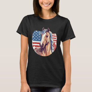 Horse American Flag 4th of July Patriotic Horsebac T-Shirt
