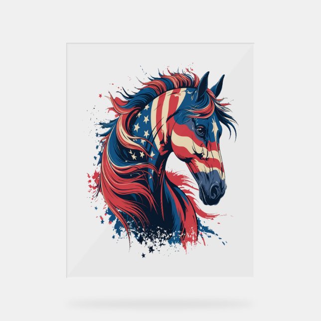 Horse American Flag Acrylic Sign (Front)