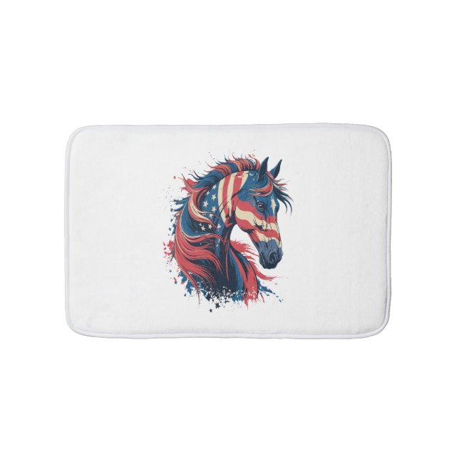 Horse American Flag Bath Mat (Front)