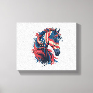 Horse American Flag Canvas Print
