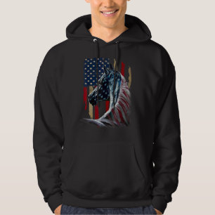 Horse American Flag Derby Racing Equestrian Rodeo  Hoodie