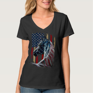 Horse American Flag Derby Racing Equestrian Rodeo  T-Shirt